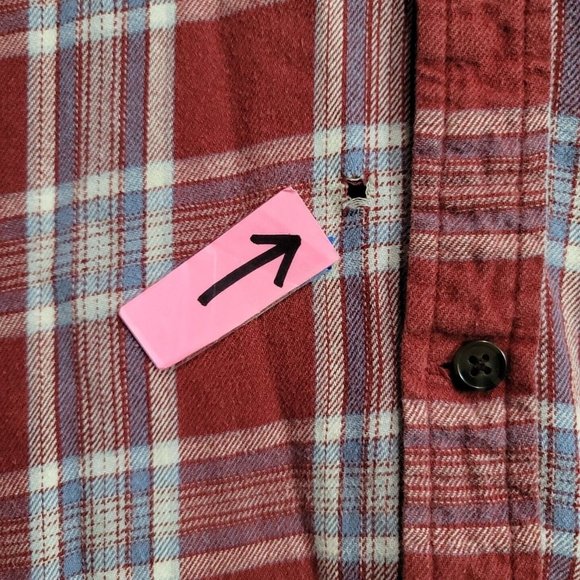 The Foundry Flannel Shirt Men 3XL Red Gray Plaid Button Up Long Sleeve *Read* - Picture 4 of 14